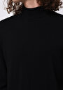 thumb-Regular Fit Turtle Neck Jakarlı Erkek Siyah Kazak