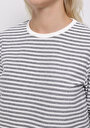 thumb-Regular Fit Yuvarlak Yaka Çizgili Kadın Beyaz ¾ Kol Tişört