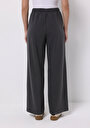 thumb-Regular Fit Yüksel Bel Geniş Paça Kadın Antrasit  Pantolon