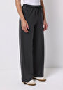 thumb-Regular Fit Yüksel Bel Geniş Paça Kadın Antrasit  Pantolon