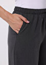 thumb-Regular Fit Yüksel Bel Geniş Paça Kadın Antrasit  Pantolon