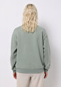thumb-Regular Fit Yuvarlak Yaka Baskılı Kadın Yeşil Sweatshirt