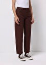 thumb-Barrel Fit Yüksel Bel Düz Paça Kadın Kahverengi  Pantolon