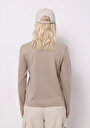 thumb-Regular Fit Yuvarlak Yaka Düz Kadın Bej Uzun Kol Tişört