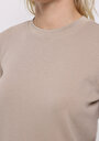 thumb-Regular Fit Yuvarlak Yaka Düz Kadın Bej Uzun Kol Tişört