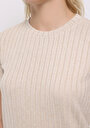 thumb-Regular Fit Yuvarlak Yaka Düz Kadın Bej Kısa Kol Tişört