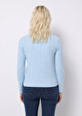 thumb-Regular Fit Yarım Balıkçı Yaka Düz Kadın Mavi Kazak