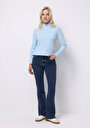thumb-Regular Fit Yarım Balıkçı Yaka Düz Kadın Mavi Kazak