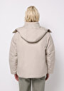thumb-Regular Fit Kapüşonlu Fermuarlı Astarlı Çıkarılabilir Kapüşonlu Kadın Bej Mont