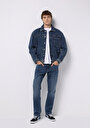 thumb-Regular Fit Düğmeli Astarsız  Erkek Mavi Ceket