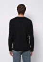 thumb-Regular Fit Yuvarlak Yaka Jakarlı Erkek Siyah Uzun Kol Tişört