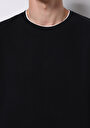 thumb-Regular Fit Yuvarlak Yaka Jakarlı Erkek Siyah Uzun Kol Tişört