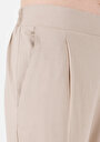 thumb-Regular Fit Yüksek Bel Düz Paça Kadın Bej  Pantolon