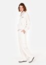 thumb-Regular Fit Orta Bel Kadın Örme Ekru Eşofman Altı
