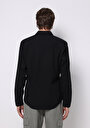 thumb-Slim Fit Shirt Neck Ekoseli Erkek Siyah Uzun Kol Gömlek
