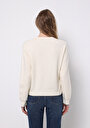 thumb-Regular Fit Yuvarlak Yaka Düz Kadın Ekru Kazak