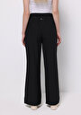 thumb-Regular Fit Düşük Bel Geniş Paça Kadın Siyah  Pantolon
