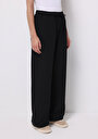 thumb-Regular Fit Düşük Bel Geniş Paça Kadın Siyah  Pantolon