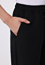 thumb-Regular Fit Düşük Bel Geniş Paça Kadın Siyah  Pantolon