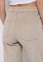 thumb-Berry Fit Yüksel Bel Geniş Paça Kadın Bej  Pantolon