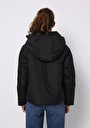 thumb-Regular Fit Kapüşonlu Fermuarlı Astarlı Suya Dayanıklı Kadın Siyah Mont