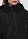 thumb-Regular Fit Kapüşonlu Fermuarlı Astarlı Suya Dayanıklı Kadın Siyah Mont