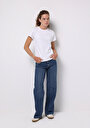 thumb-Regular Fit Yüksel Bel Geniş Paça Kadın İndigo Jean Pantolon