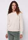 thumb-Regular Fit Yuvarlak Yaka Düz Kadın Ekru Kazak