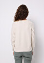 thumb-Regular Fit Yuvarlak Yaka Düz Kadın Ekru Kazak
