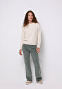 thumb-Regular Fit Yuvarlak Yaka Düz Kadın Ekru Kazak