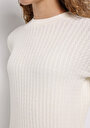 thumb-Regular Fit Yuvarlak Yaka Düz Kadın Beyaz Kazak