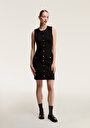 thumb-Regular Fit Düz Kadın Siyah Kolsuz Elbise