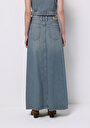 thumb-Regular Fit Düz Fermuarlı Kadın Mavi Etek