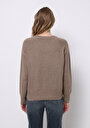 thumb-Regular Fit Yuvarlak Yaka Düz Kadın Kahverengi Kazak