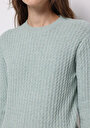 thumb-Regular Fit Yuvarlak Yaka Düz Kadın Yeşil Kazak