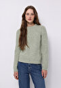 thumb-Regular Fit Yuvarlak Yaka Düz Kadın Yeşil Kazak