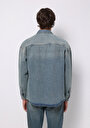 thumb-Oversize Fit   Erkek Mavi Shacket