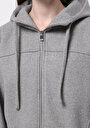 thumb-Regular Fit Kapüşonlu Fermuarlı Astarsız  Kadın Gri Ceket