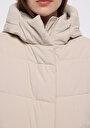 thumb-Regular Fit Kapüşonlu Fermuarlı Astarlı Suya Dayanıklı Kadın Ekru Kaban