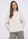 thumb-Regular Fit Yuvarlak Yaka Düz Kadın Beyaz Sweatshirt