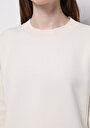 thumb-Regular Fit Yuvarlak Yaka Düz Kadın Beyaz Sweatshirt