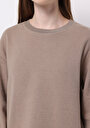 thumb-Regular Fit Yuvarlak Yaka Düz Kadın Bej Tişört