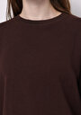 thumb-Regular Fit Yuvarlak Yaka Düz Kadın Kahverengi Tişört