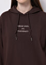 thumb-Regular Fit Kapüşonlu Nakışlı Kadın Kahverengi Sweatshirt