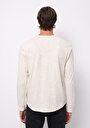 thumb-Regular Fit Yuvarlak Yaka Düz Erkek Ekru Uzun Kol Tişört