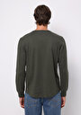 thumb-Regular Fit Yuvarlak Yaka Düz Erkek Yeşil Uzun Kol Tişört