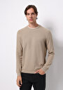 thumb-Regular Fit Yuvarlak Yaka Jakarlı Erkek Bej Kazak