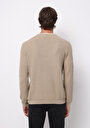 thumb-Regular Fit Yuvarlak Yaka Jakarlı Erkek Bej Kazak