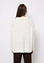 thumb-Oversize Fermuarlı Düz Kadın Ekru Kazak
