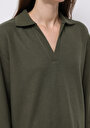 thumb-Regular Fit Polo Yaka Düz Kadın Yeşil Tişört